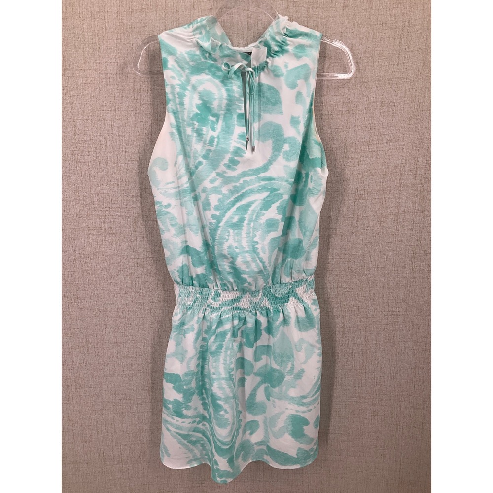 Lauren Ralph Lauren Dress Women XS Teal White Paisley Smocked Coastal Airy